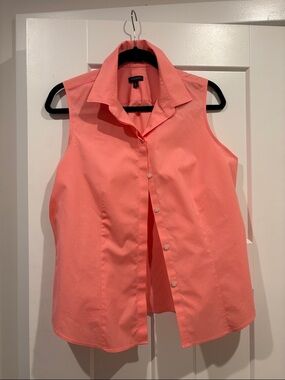 Talbots Wrinkle Free Coral Sleeveless Button-Front Shirt